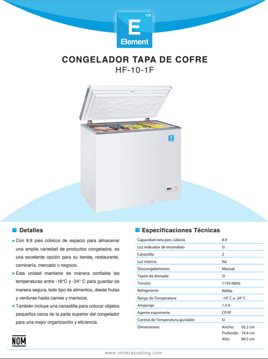 CONGELADOR TIPO COFRE HORIZONTAL HF10-1F