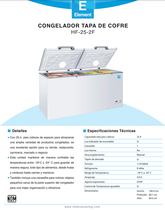 CONGELADOR TIPO COFRE HORIZONTAL HF-25-2F