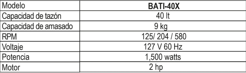 BATIDORA 40 LTS 3 VELOCIDADES BATI-40X