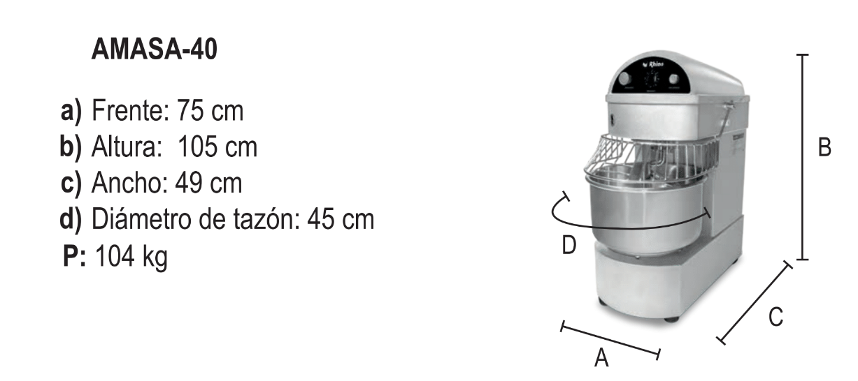 AMAZADORA CAPACIDAD 40  LTS AMASA-40