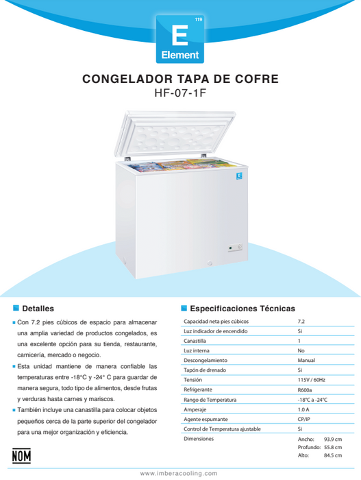 CONGELADOR TIPO COFRE HORIZONTAL HF07-1F