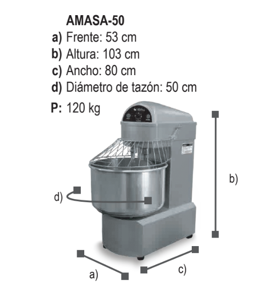 AMAZADORA CAPACIDAD 50 LTS AMASA-50