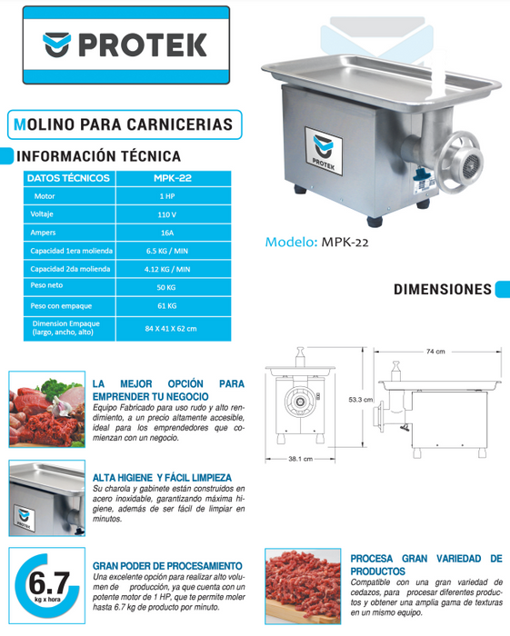 MOLINO DE CARNE MOD. MPK-22