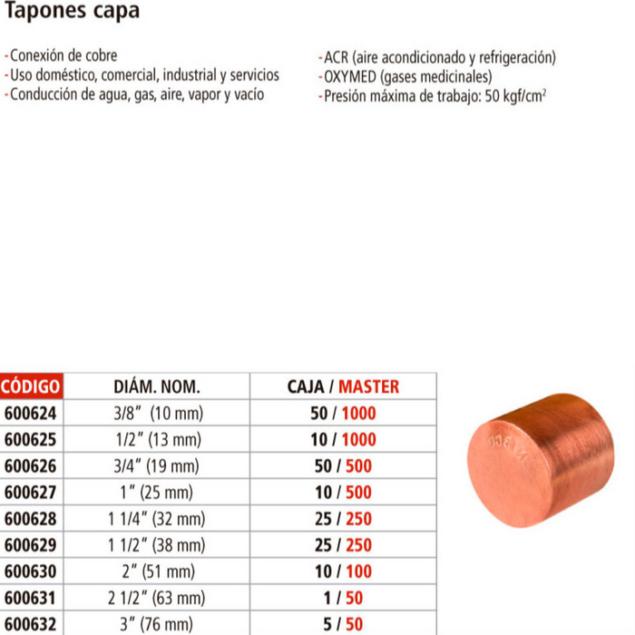 TAPON COBRE DE 1 1/4