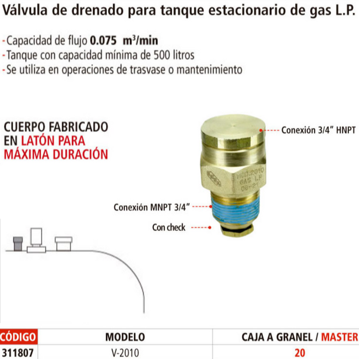 VALVULA CHECK LOCK 3/4" 7572FCT