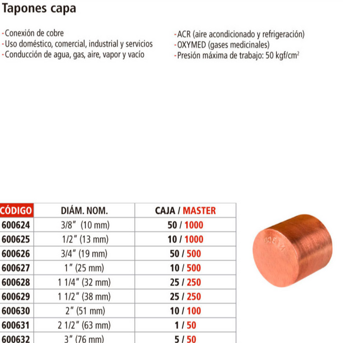 TAPON COBRE DE 3/4