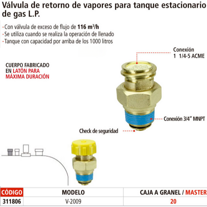 VALVULA DE RETORNO DE VAPOR 3/4" 7573DT