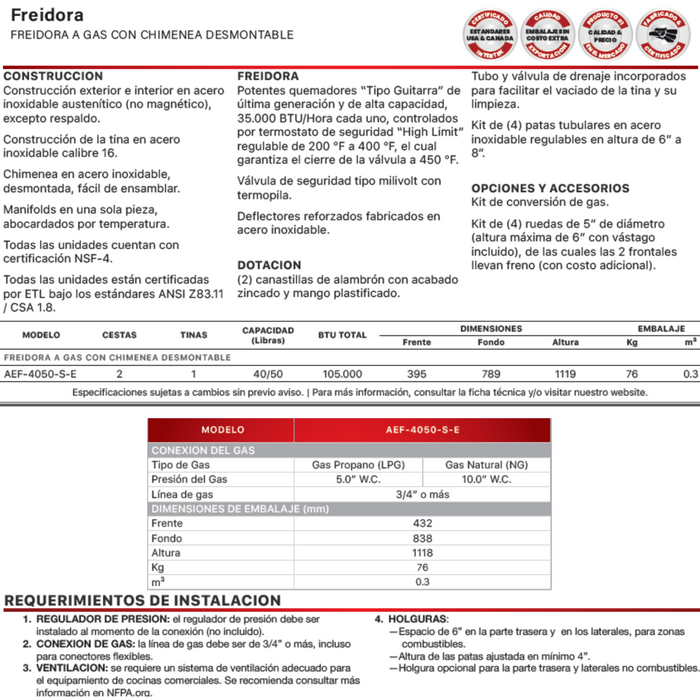 FREIDORA ASBER 24LT AEF-4050-S-E