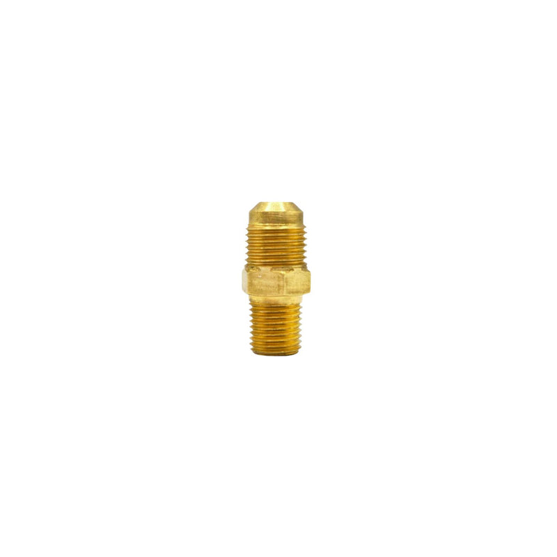 CONECTOR RECTO MACHO EN LATON DORADO 1/4 FLARE X 1/4 NPT