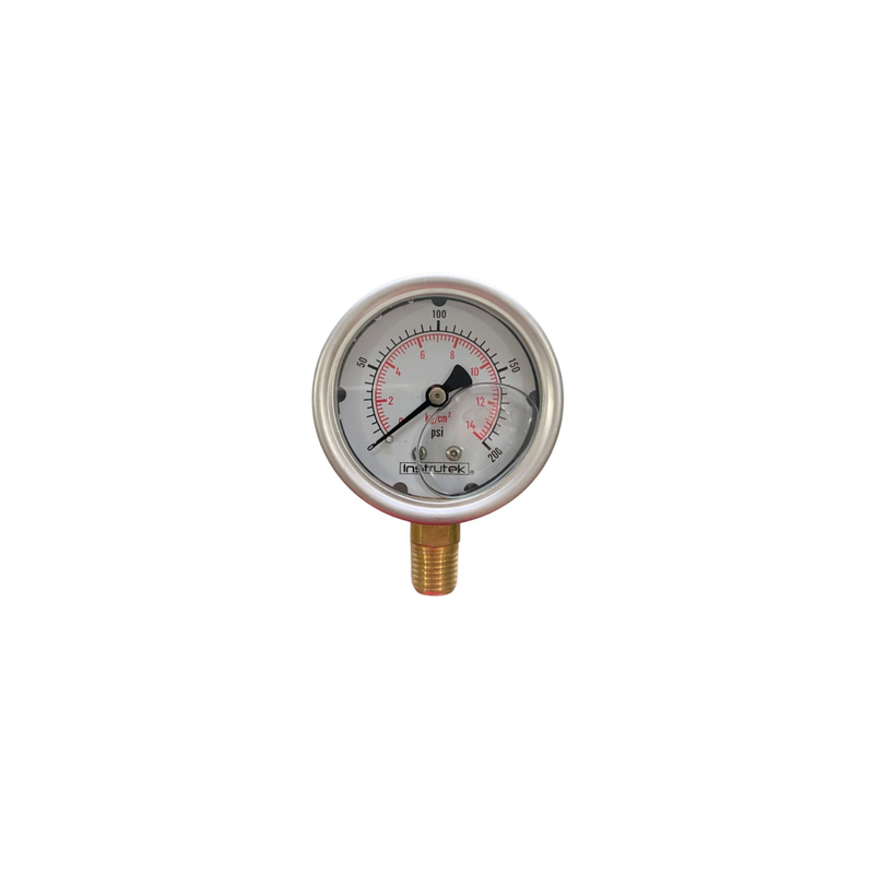 MANOMETRO 2.5 PLG DE 1/4, 200 PSI / 14 KG