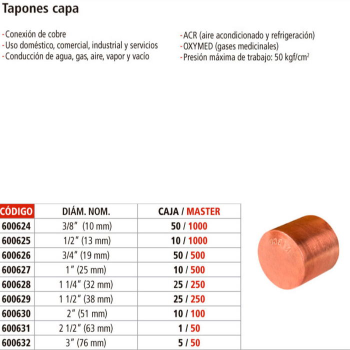 TAPON COBRE DE 1/2