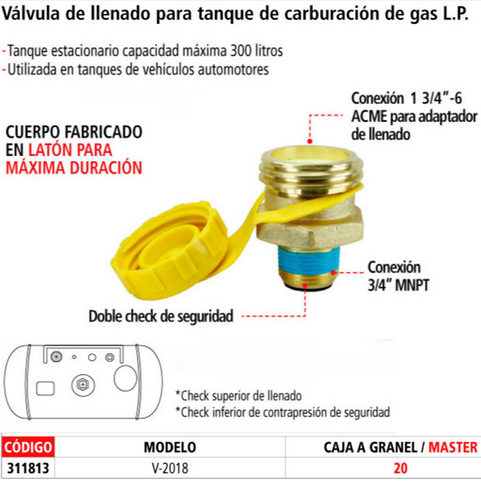 VALVULA DE LLENADO 3/4" 7647SCT