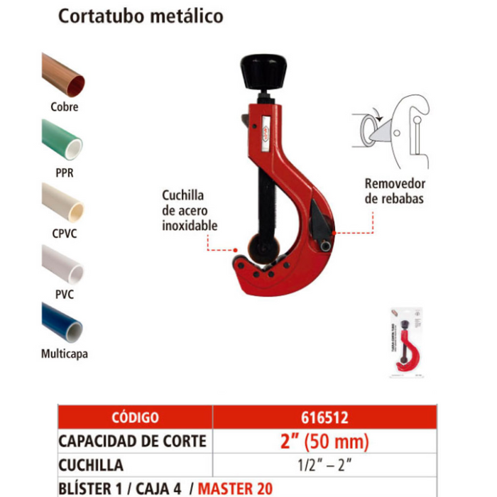 CORTA TUBO HASTA 2"