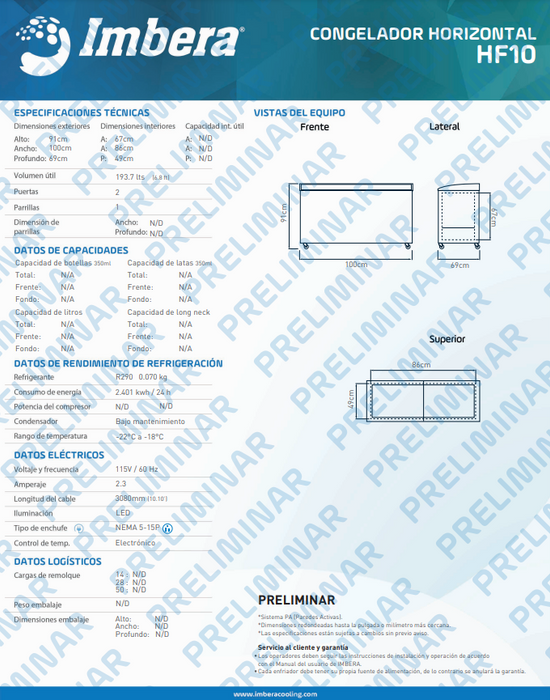 CONGELADOR HF10 ST BGN R2SL CRISTAL CURVO