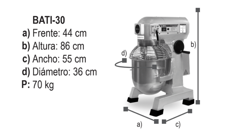 BATIDORA 30 LTS  3 VELOCIDADES BATI-30