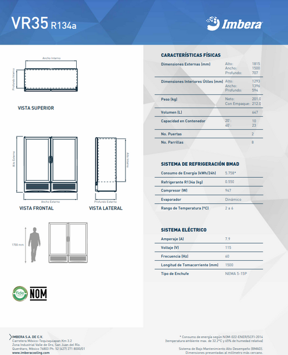 REFRIGERADOR DOS PUERTAS NORMAL MOD VRD35